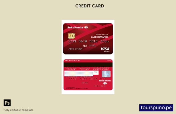 listo para imprimir plantilla de tarjeta de firma Visa de USA Bank of America